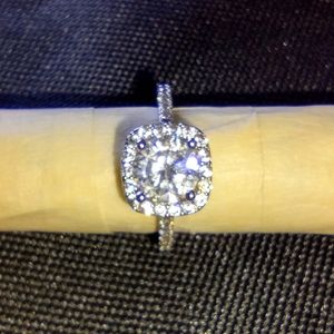 SILVER ZIRCONIA SQUARE STONE RING